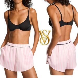 Victoria's Secret Glazed Satin Pink Striped Pajama Shorts XL